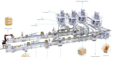 Fully Automatic Bag Cartoning and Palletizing Line